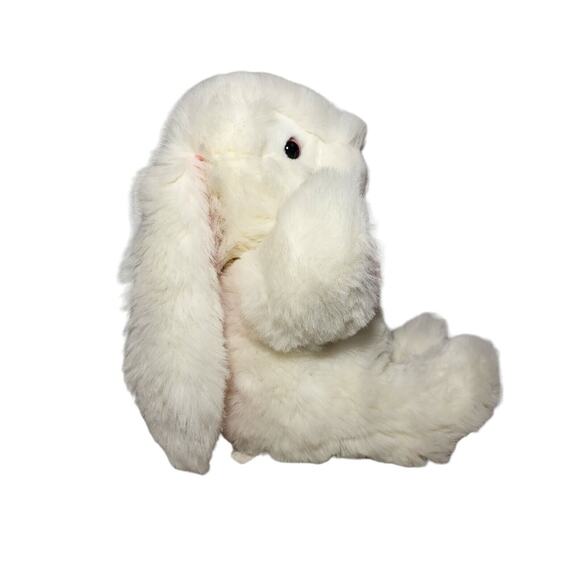 Vtg Main Joy White Easter Bunny Rabbit Plush Stuffed Animal Pink Bow Lop Ear 18" - Picture 5 of 9